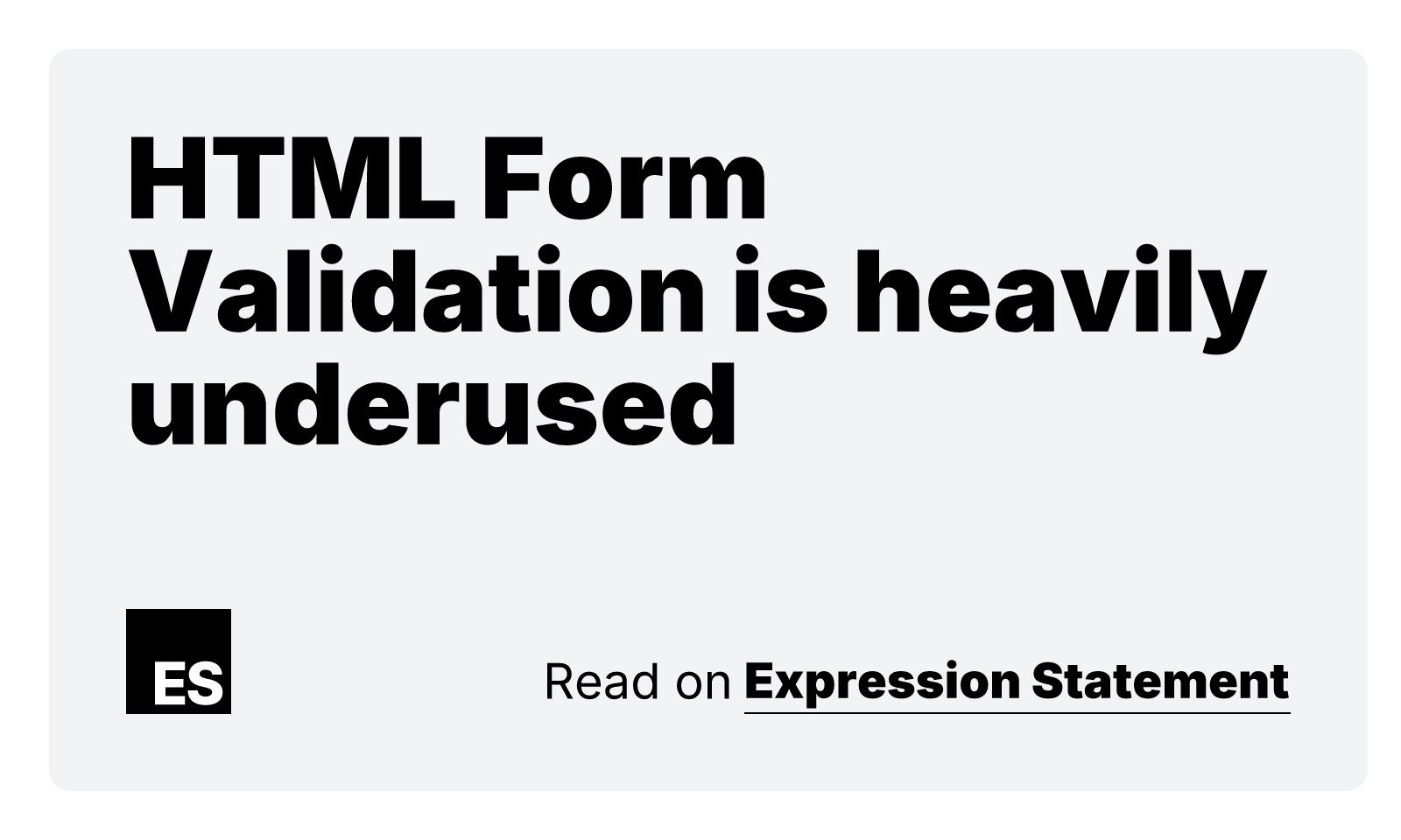 HTML Form Validation is heavily underused